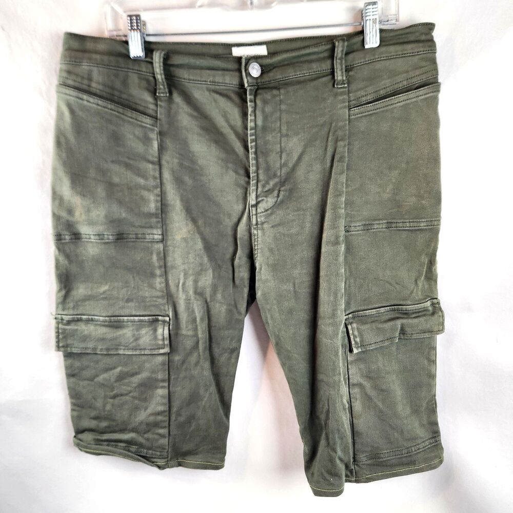 Hudson Mens Cargo Shorts 32 Green Utility Casual Military Style Cotton Stretch